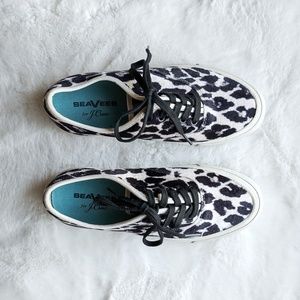 Seavees for J. Crew Leopard Print Velvet Sneakers
